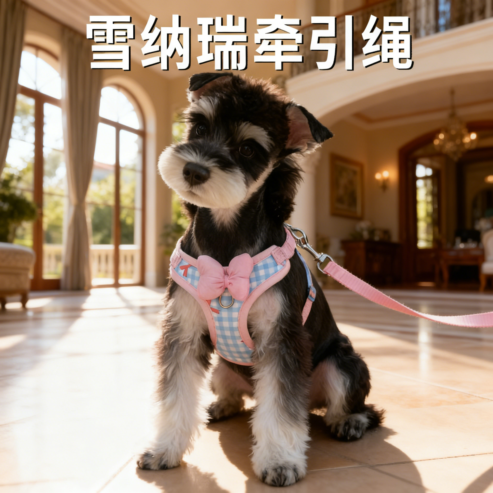 雪纳瑞专用可爱背心式胸背带条纹小型犬外出遛狗绳可调节结实耐用,宠物/宠物食品及用品,项圈/肩带,淘宝优惠券,粉丝福利购,淘宝优惠卷