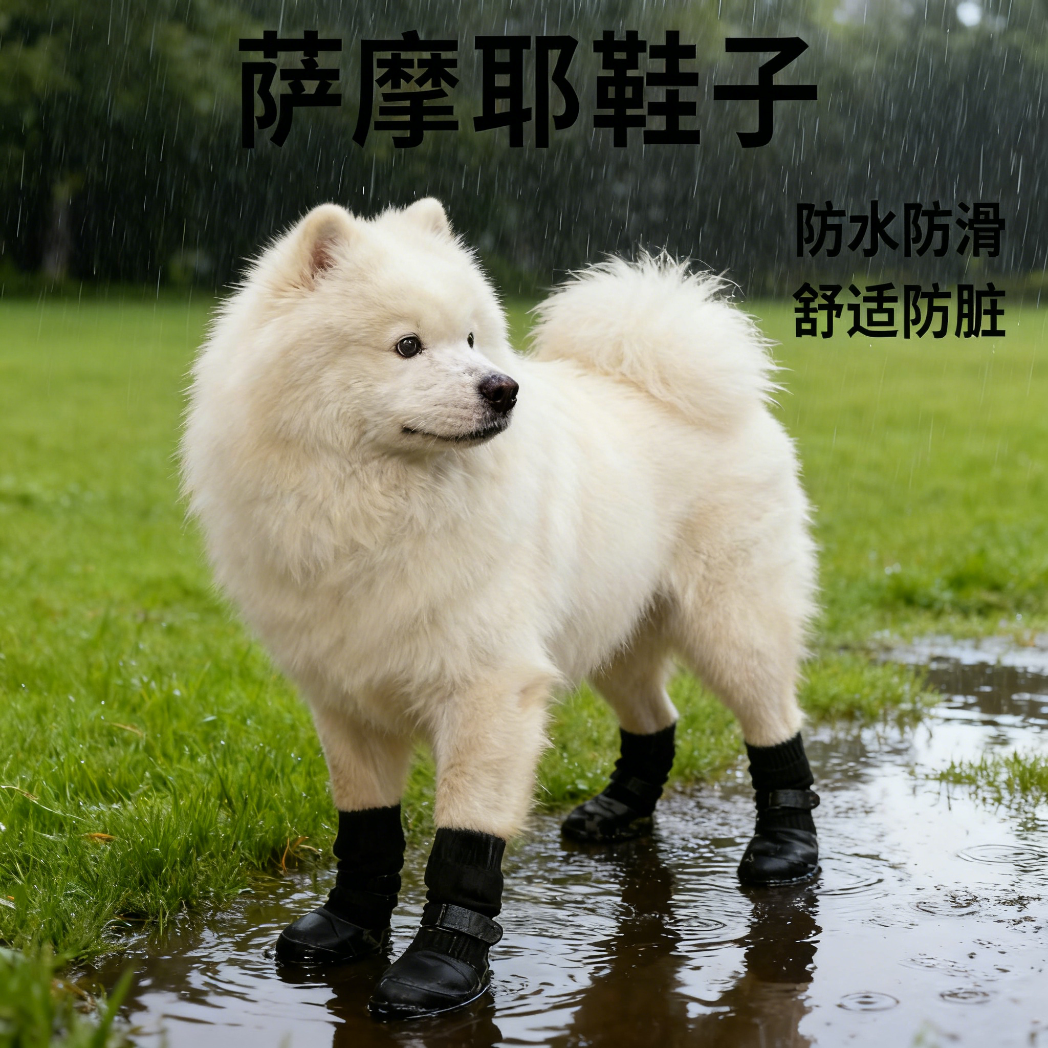 萨摩耶鞋子中大型犬防滑袜宠物袜子狗狗袜套外出绑带透气鞋袜防水