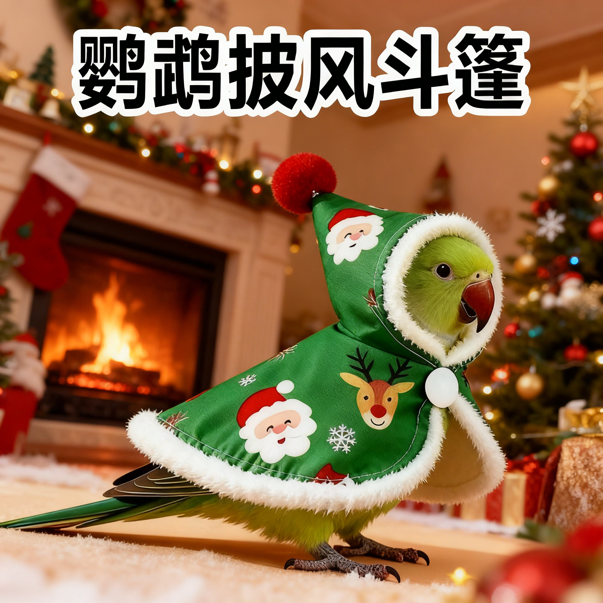 鹦鹉圣诞平安夜加厚保暖斗篷