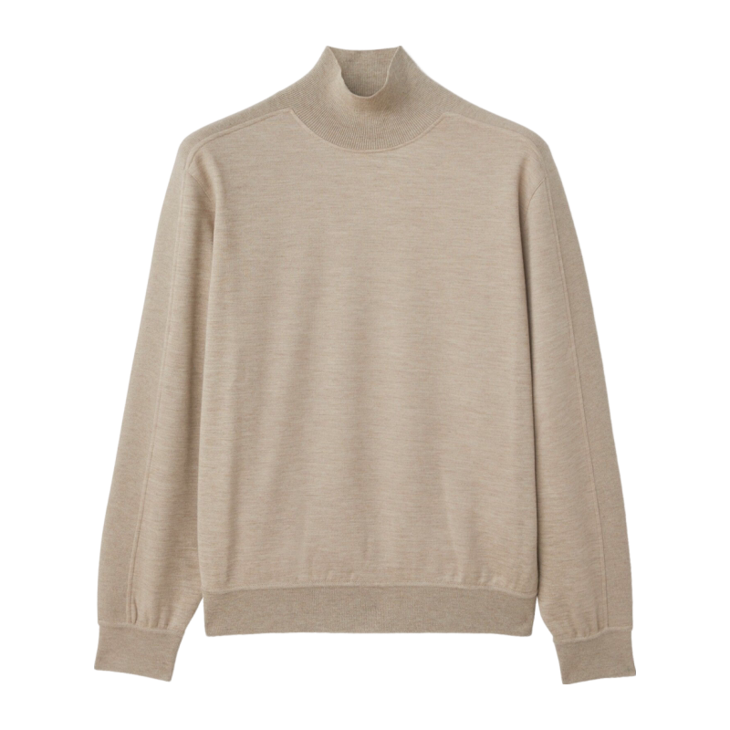 Loro Piana/诺悠翩雅男装保暖羊绒高领米色长袖针织衫