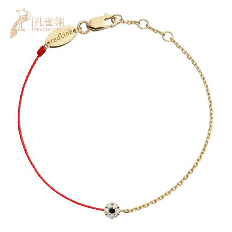 redline红绳女士Illusion Colored 0.06克拉钻石半绳半链手链