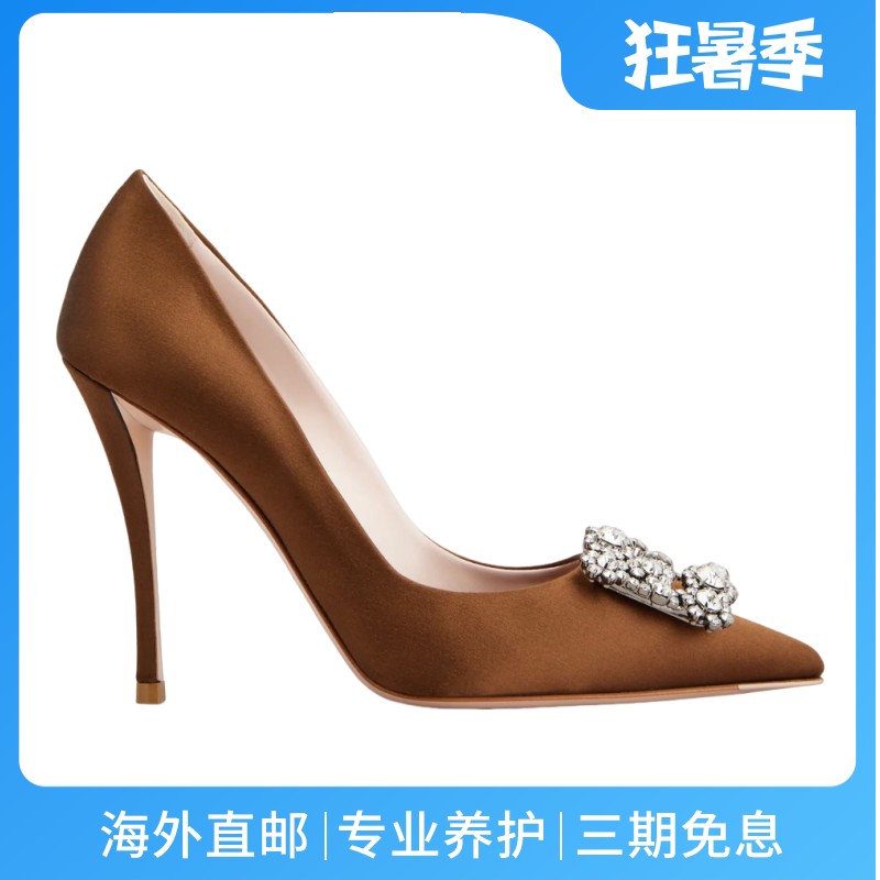 RogerVivier/罗杰维维亚女士高跟鞋缎面镶钻搭扣晚宴永恒之选新款