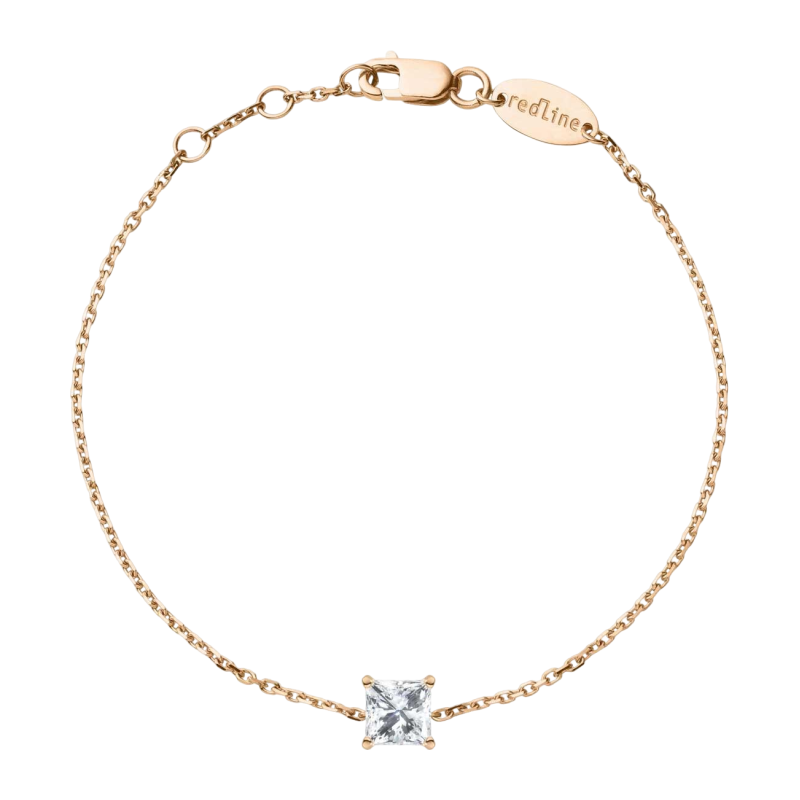 RedLine/红绳女士手链玫瑰金0.2克拉公主钻散发情感光芒新款