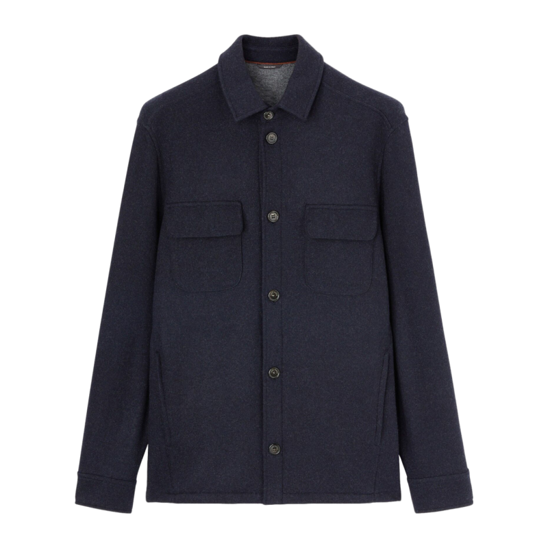 Loro Piana/诺悠翩雅男装羊绒混纺平纹针织衬衫式衣领外套