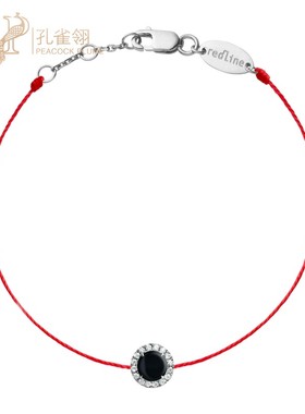 Redline/红绳女士黑色玛瑙镶嵌白金钻石Reine Onyx幸运手链