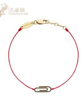 情人节redline红绳男士黑色钻石打造复古简约外观回形针手链