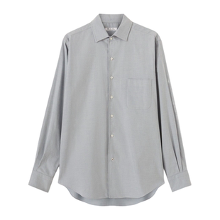 蓝色尖领宽松长袖 Loro Piana 诺悠翩雅男装 商务休闲衬衫