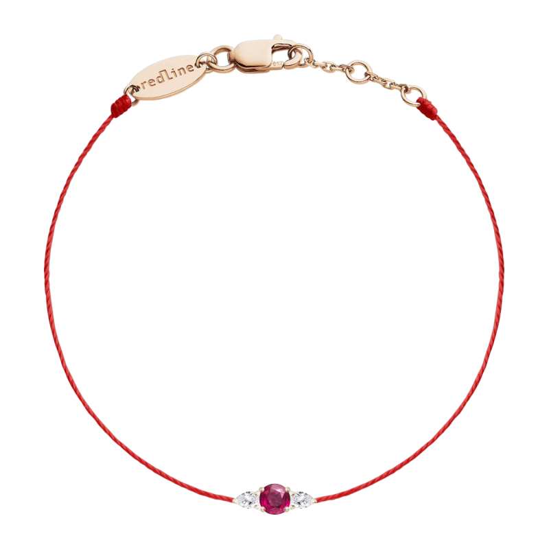 Redline/红绳女士饰品 So Abby 红宝石玫瑰金镶钻 0.1 克拉线手链