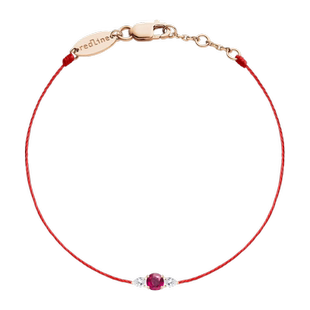 Redline/红绳女士饰品 So Abby 红宝石玫瑰金镶钻 0.1 克拉线手链