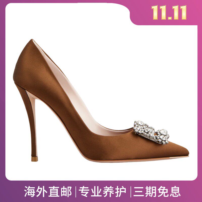 RogerVivier/罗杰维维亚女士高跟鞋缎面镶钻搭扣晚宴永恒之选新款
