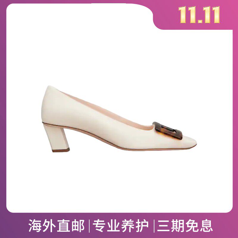 RogerVivier/罗杰维维亚女士高跟鞋小牛皮玳瑁搭扣摩天跟新款