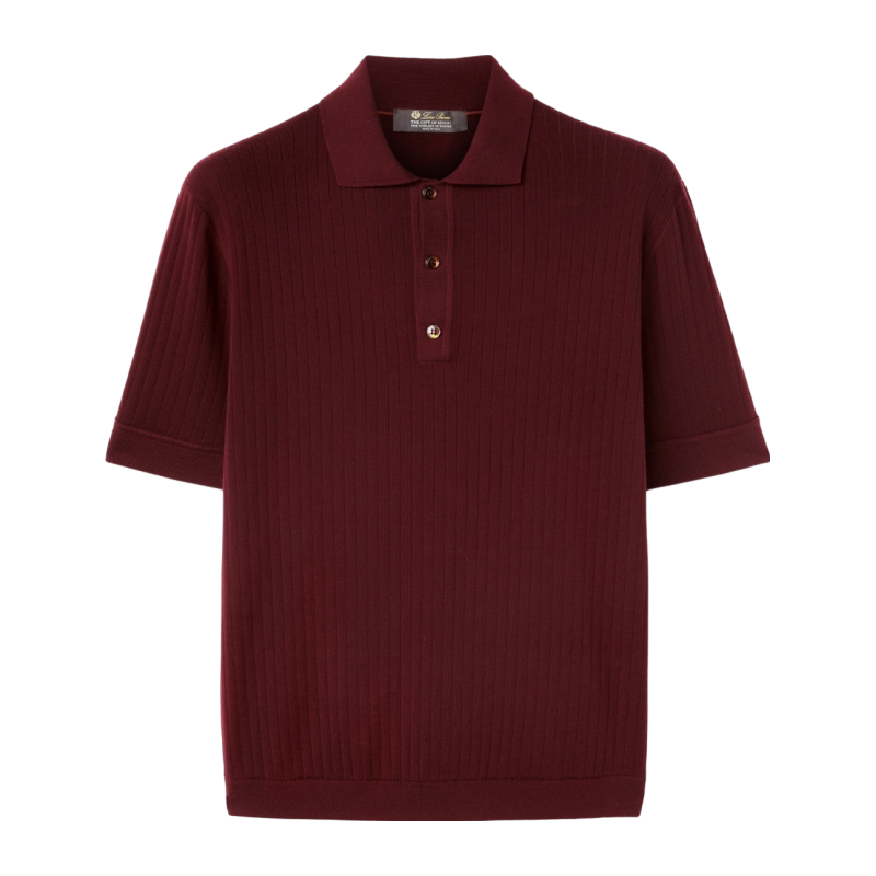 Loro Piana/诺悠翩雅男装羊毛面料罗纹针织休闲短袖Polo衫