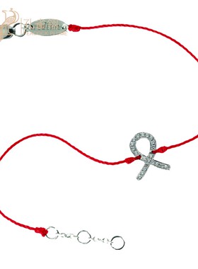 情人节Redline/红绳女士0.069克拉圆形钻石白金绳制手链