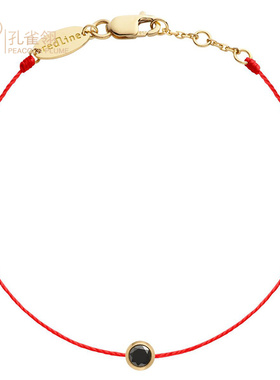 redline红绳女士Kcolor 0.10克拉圆形黑钻绳制时尚经典手链