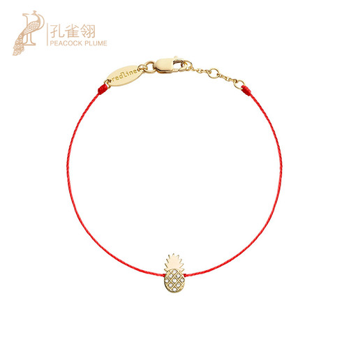 红绳女士简约菠萝细绳钻石手链