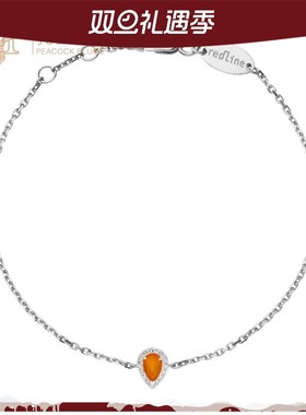 Redline/红绳女士橙色宝石0.07克拉水滴形钻石白金链制手链