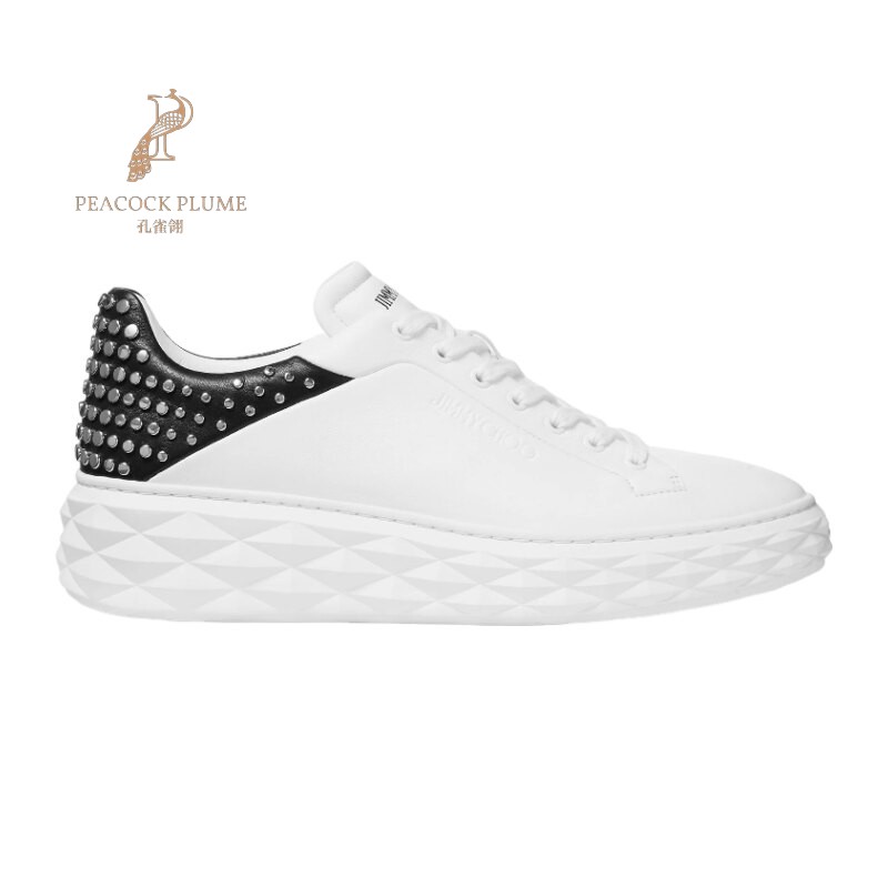 JimmyChoo/周仰杰男士休闲鞋纳帕皮革扁平铆钉钻石纹鞋底新款