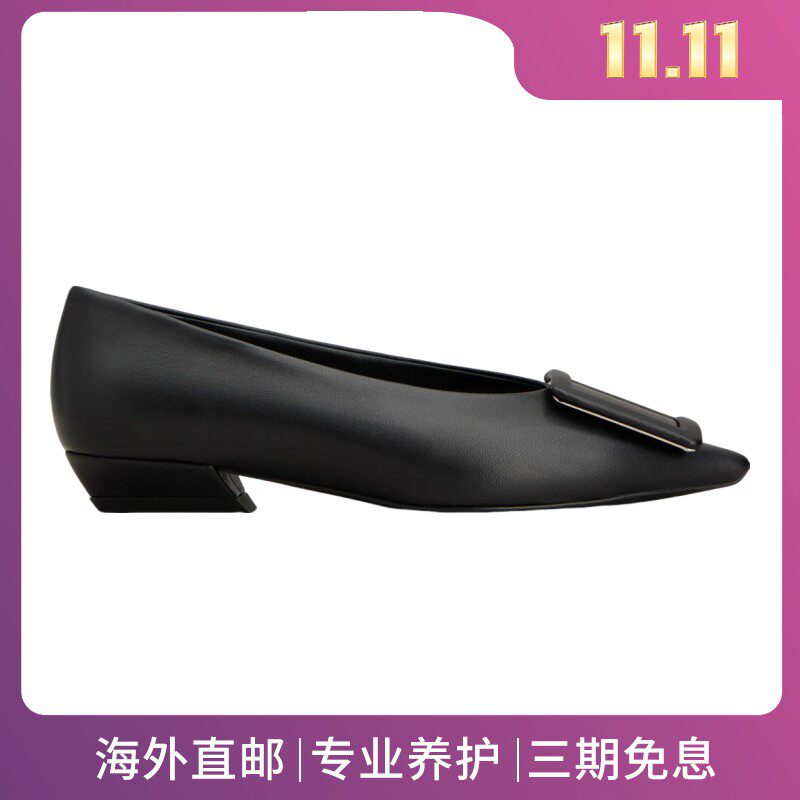 RogerVivier/罗杰维维亚女士芭蕾鞋纳帕皮包边搭扣2.5cm跟新款