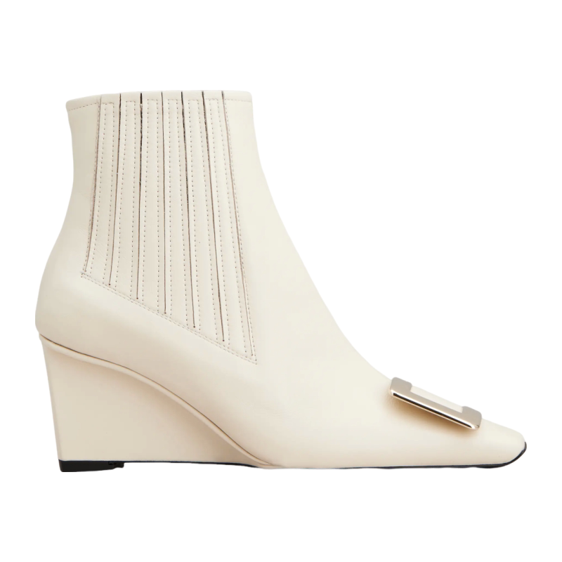 RogerVivier/罗杰维维亚女士靴子裸靴小牛皮金属搭扣内侧拉链新款