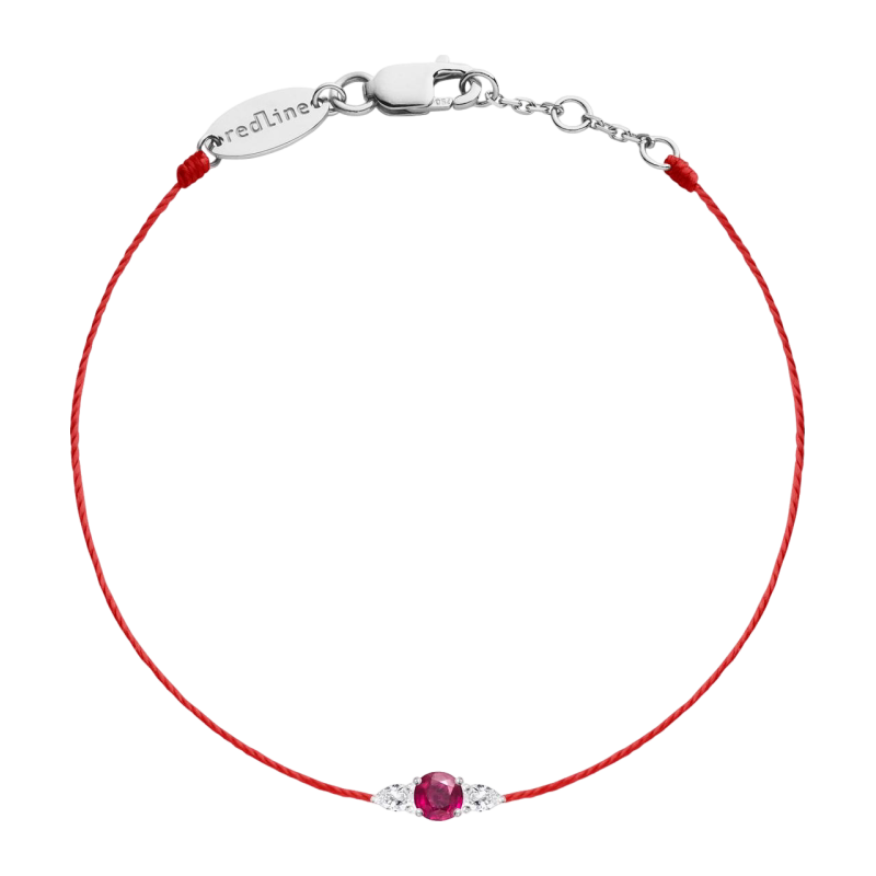 Redline/红绳女士饰品 So Abby 红宝石白金镶钻0.12 克拉线手链