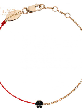 redline红绳女士精美0.05克拉圆形黑钻时尚半绳半链女士手链