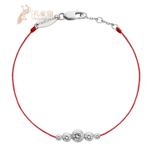 Redline/红绳女士The Five 0.50克拉圆形钻石白金绳制手链