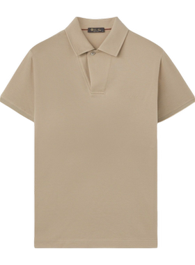 Loro Piana/诺悠翩雅男装刺绣徽标棉质米色休闲短袖polo衫