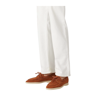 古铜色绒面革系带莫卡辛鞋 Loro Piana 诺悠翩雅男鞋 乐福鞋