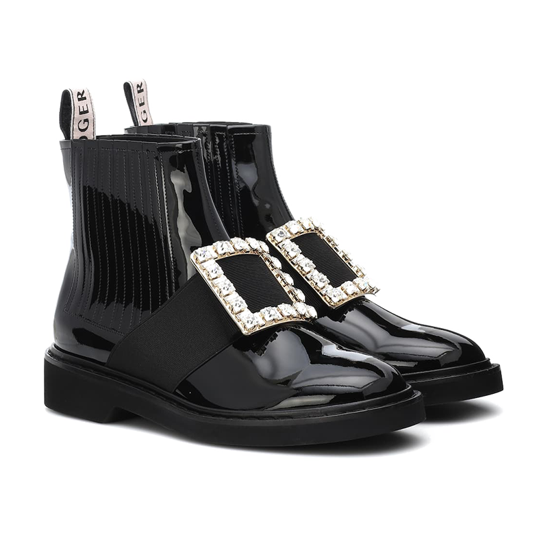 Roger Vivier/罗杰·维维亚新款女鞋闪钻饰扣简约时尚短靴