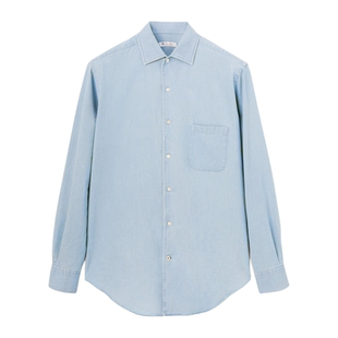 衬衫 Loro 长袖 棉质蓝色牛仔布时尚 Piana 诺悠翩雅男装