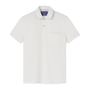 弹力棉质混纺休闲白色短袖 Loro Piana 诺悠翩雅男装 polo衫