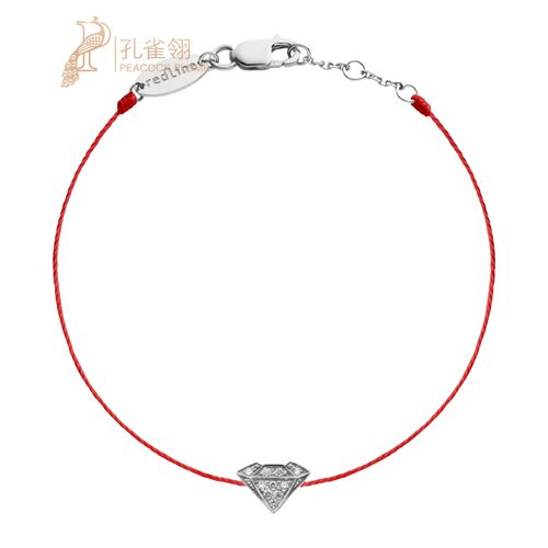 Redline/红绳女士Diamond 0.05克拉圆形钻石白金绳制手链