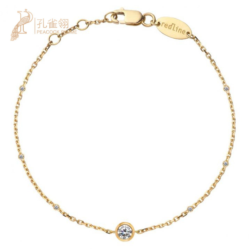 红绳年新款Pure Explosion0.14克拉圆形钻石黄金链制女士手链