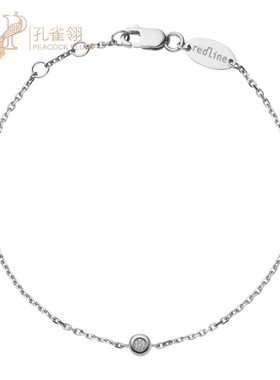 Redline/红绳女士Minimaliste 0.02克拉圆形钻石白金链制手链