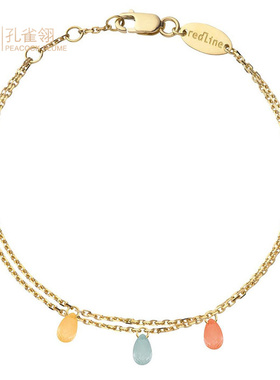 redline红绳年女士配饰三颗彩色蓝宝石时尚精美双链手链