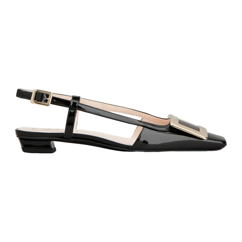 RogerVivier/罗杰维维亚女士漆面小牛皮金属搭扣后跟带芭蕾鞋新款