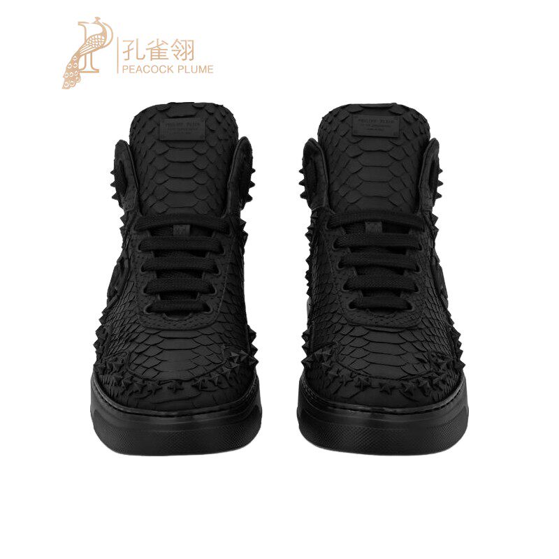 PhilippPlein/菲利普普兰男士运动休闲鞋蟒蛇皮铆钉加垫新款