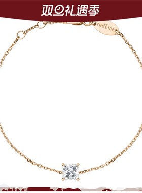 RedLine/红绳女士手链玫瑰金0.2克拉公主钻散发情感光芒新款
