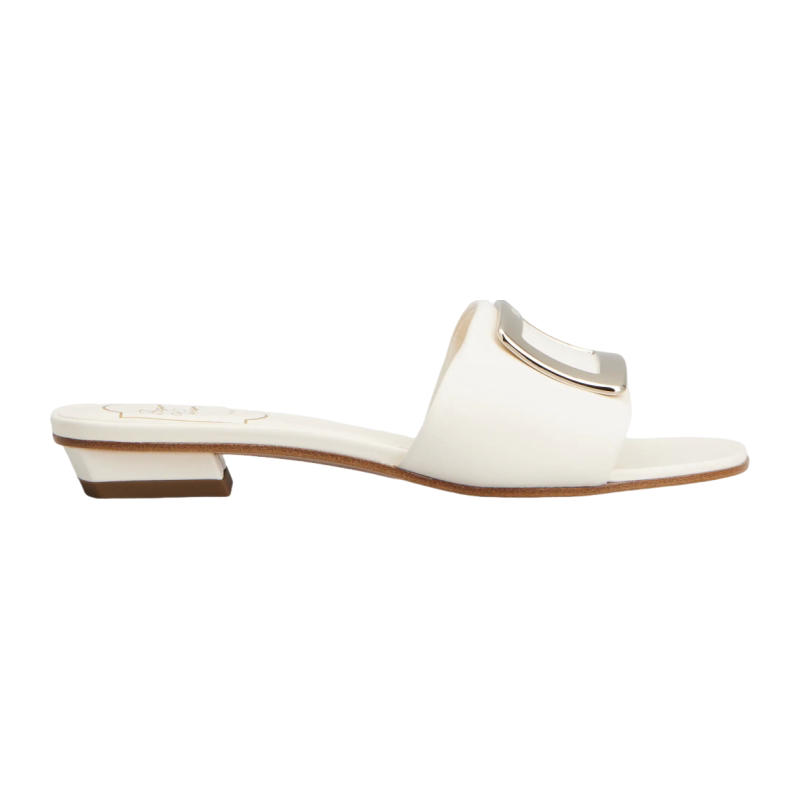 RogerVivier/罗杰维维亚女士穆勒鞋金属搭扣小羊皮摩天大楼跟新款