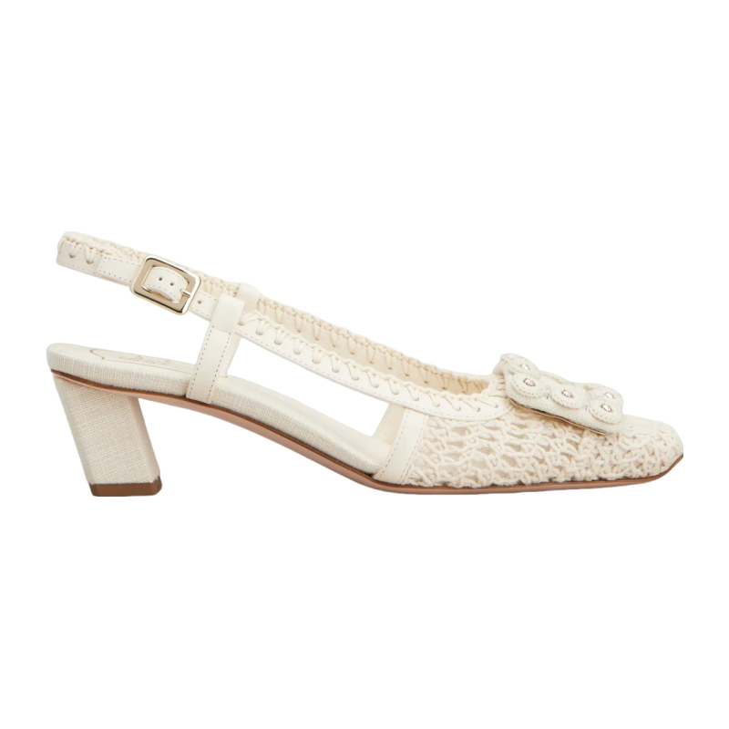 RogerVivier/罗杰维维亚女士高跟鞋钩编露趾搭扣4.5厘米跟新款