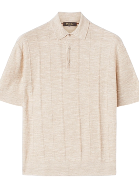 Loro Piana/诺悠翩雅男装休闲丝绸和亚麻米色短袖针织polo衫