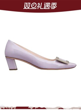 Roger Vivier女鞋 Belle 浅紫色经典休闲清漆金属扣高跟鞋