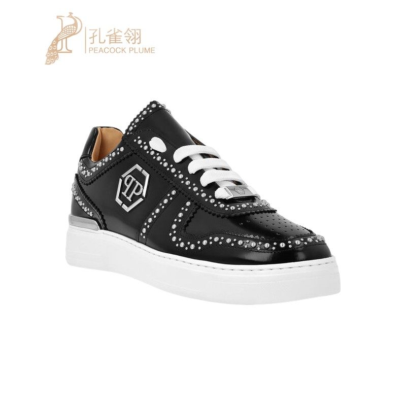 PhilippPlein/菲利普普兰男士磨砂小牛皮铆钉运动休闲鞋新款