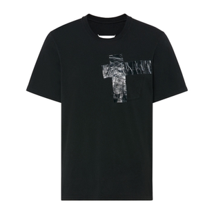 MaisonMargiela/马吉拉男士T恤缎带贴袋四针缝线棉质短袖新款