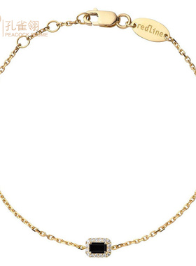 情人节redline红绳女士长方形黑色玛瑙镶钻0.05 克拉链式手链