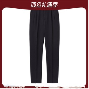 亚麻斜纹通勤休闲黑色长裤 诺悠翩雅男裤 Piana Loro