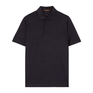 polo衫 Loro 经典 海军蓝色亚麻针织修身 Piana 诺悠翩雅男装