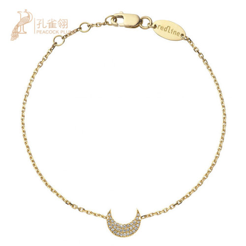 红绳女士镶嵌克拉钻石月亮手链