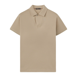刺绣徽标棉质米色休闲短袖 Loro Piana 诺悠翩雅男装 polo衫