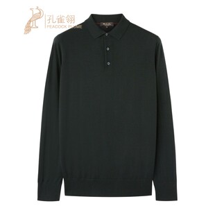黑色长袖 Loro Piana 诺悠翩雅男装 细羊毛马球领polo衫
